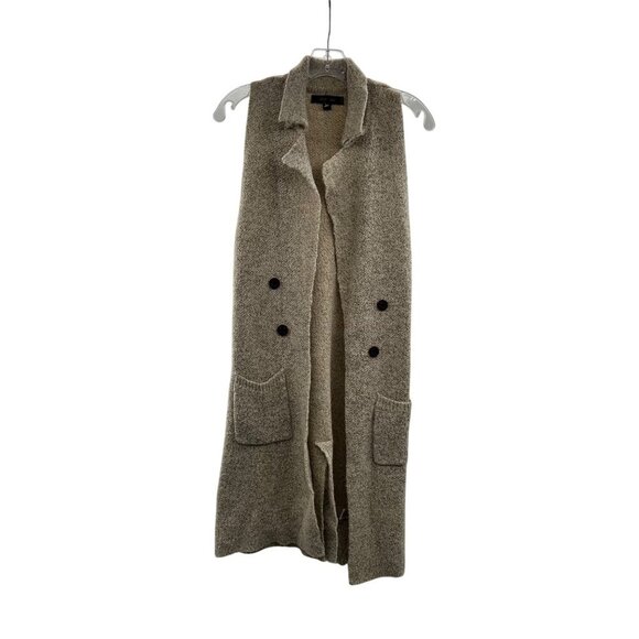 Love Tree Duster Cardigan Sleeveless Beige Size Small Buttons Pockets Knit - Picture 1 of 9